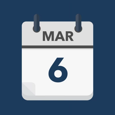Calendar icon showing 6th March
