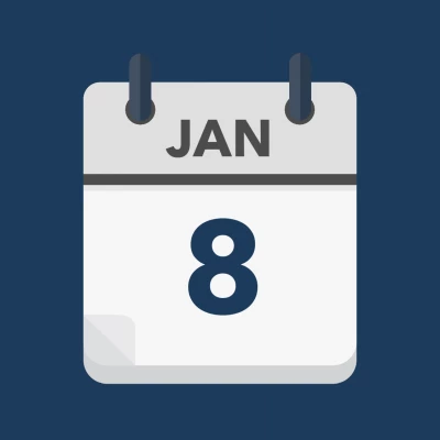 Calendar icon showing 8th January