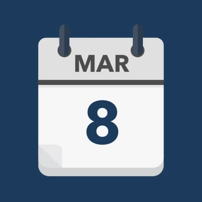 Calendar icon showing 8th March
