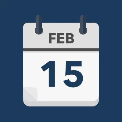 Calendar icon showing 15th February