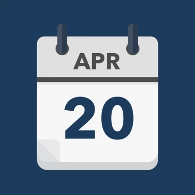 Calendar icon showing 20th April