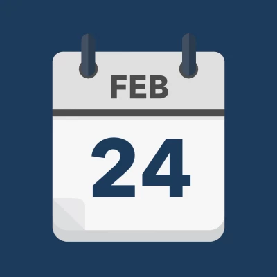 Calendar icon showing 24th February
