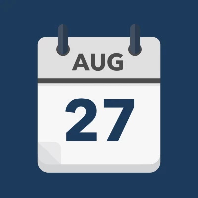 Calendar icon showing 27th August